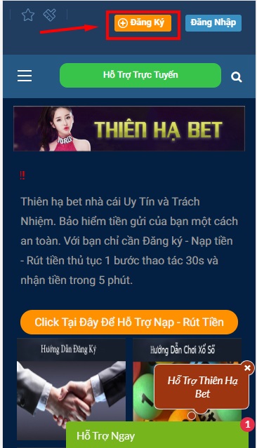 đăng nhập thiên hạ bet